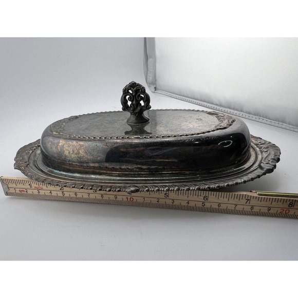 Vintage Collectible Tableware Antique Silver-Plated‎ Butter Dish With Lid - Picture 6 of 8
